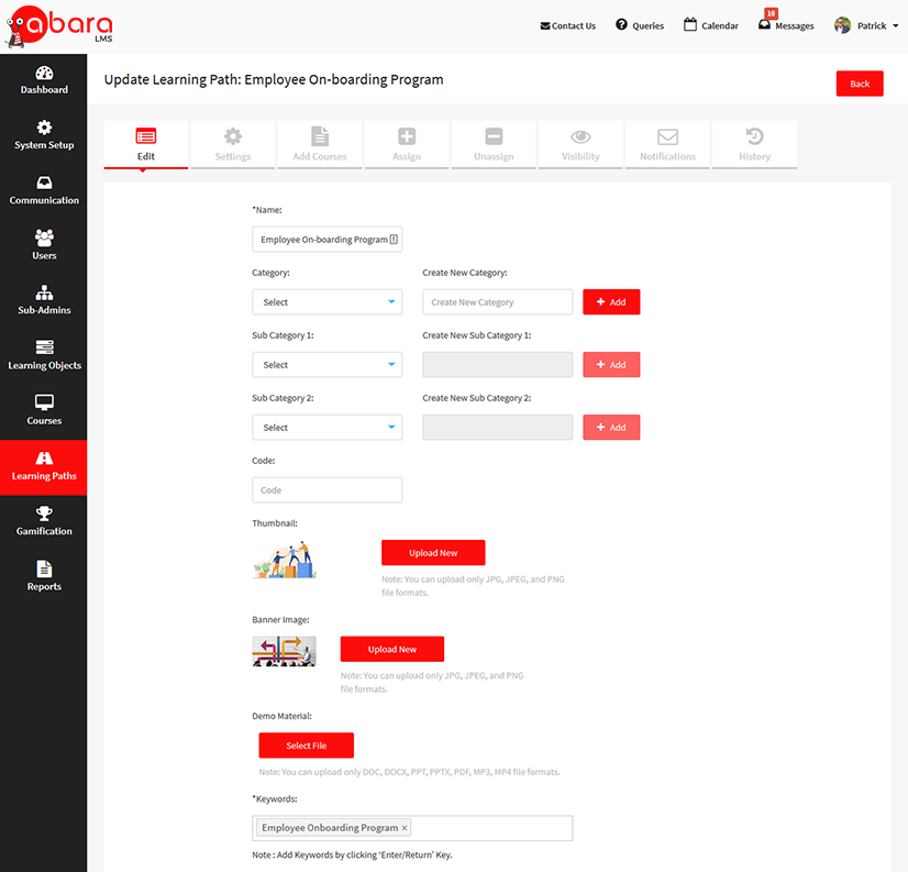 Learning path features