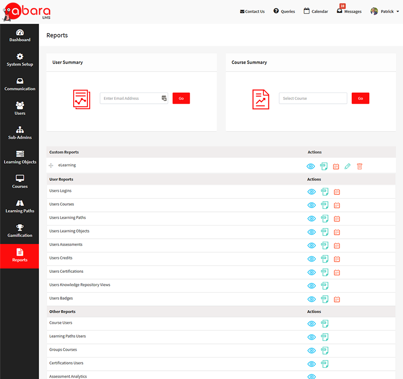 Lms with advanced reporting