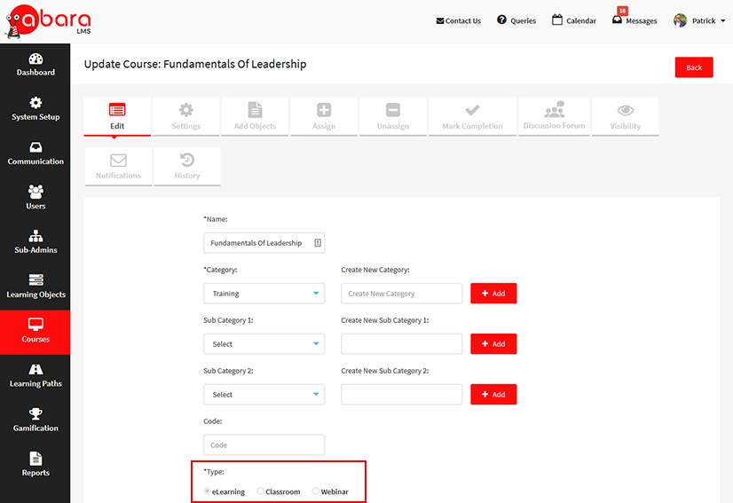 Lms with easy course creation and management