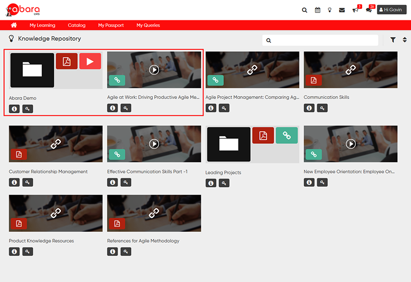 Learner-side view of knowledge repository