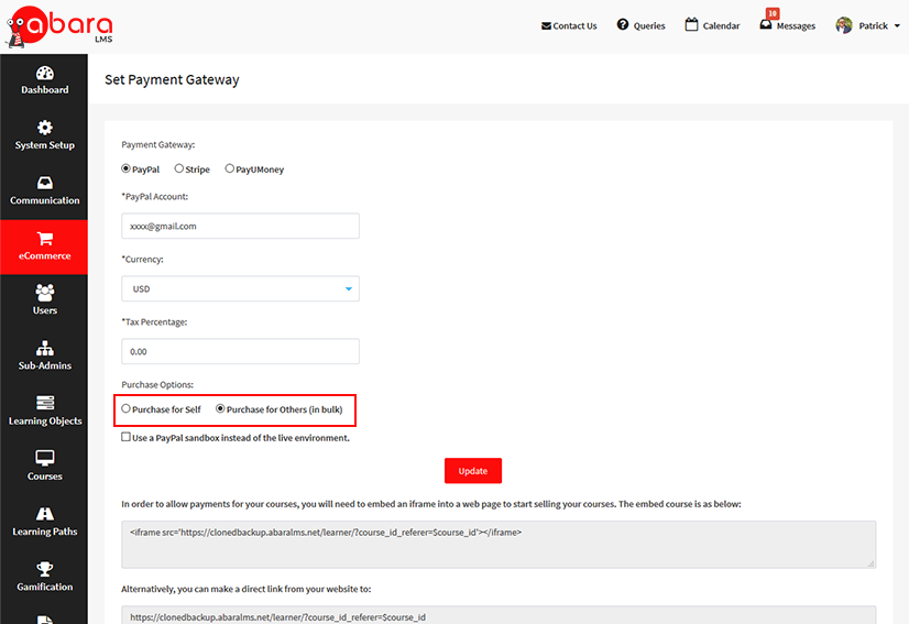 Managing bulk purchase of courses