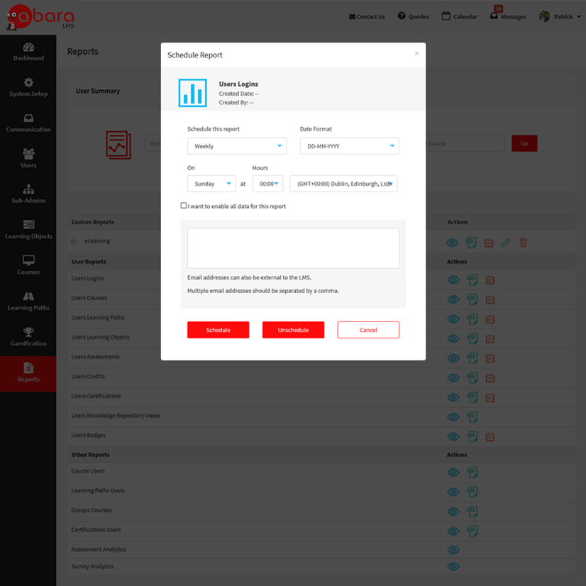 05_Automatic Scheduled Reports – For Pc Lms automation feature