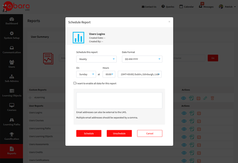 05_Automatic Scheduled Reports Lms automation feature