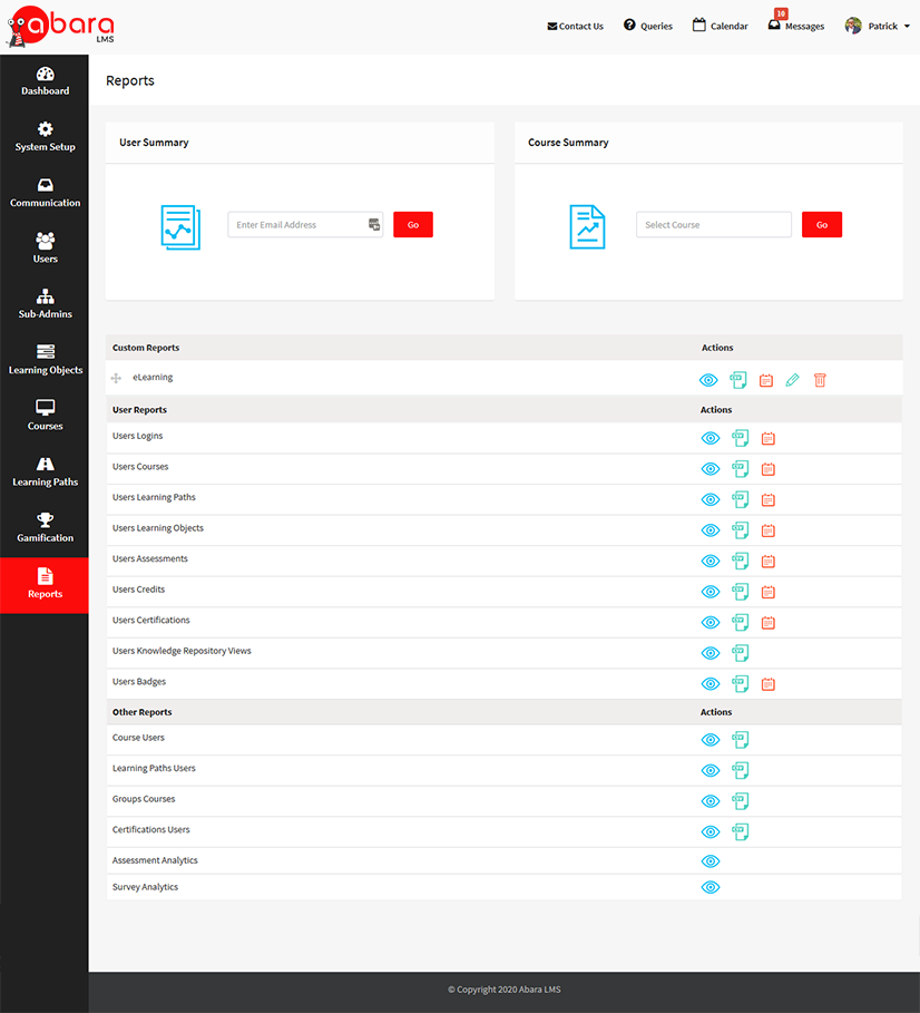 Lms reporting features