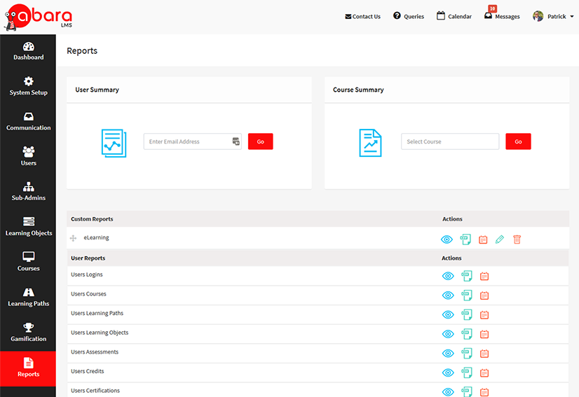 Lms reporting features