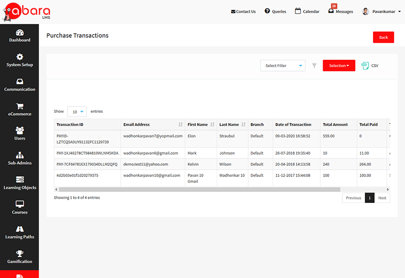Lms with ecommerce reports
