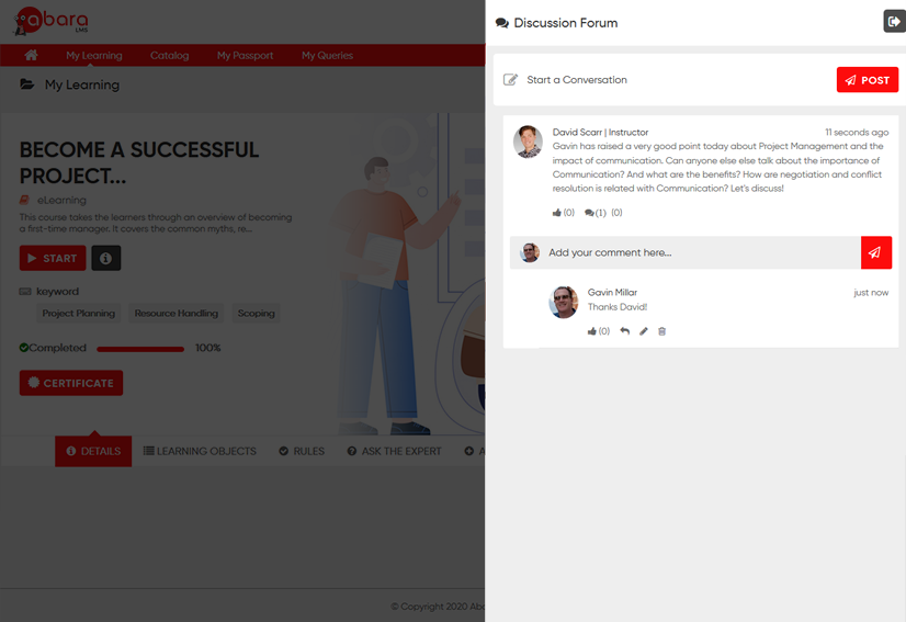 Social learning lms features