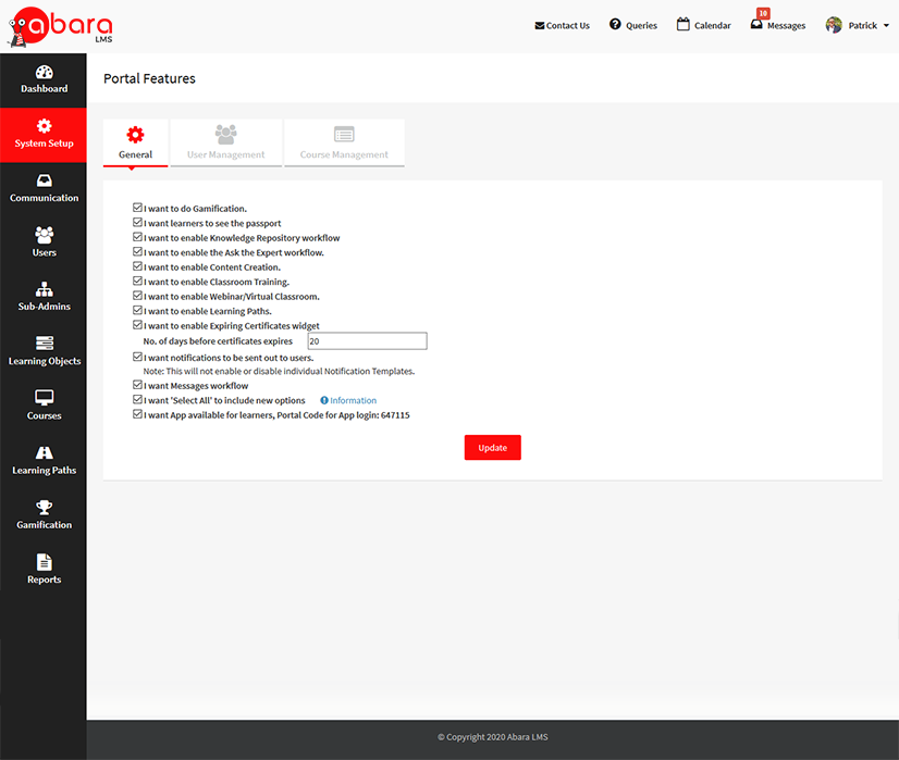 Lms settings
