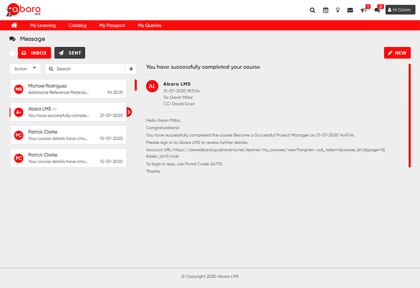 Lms communication feature